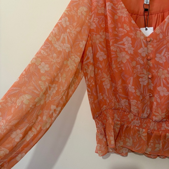 Highline Collective Floral Blouse with Ruffle Waist - Picture 2 of 4